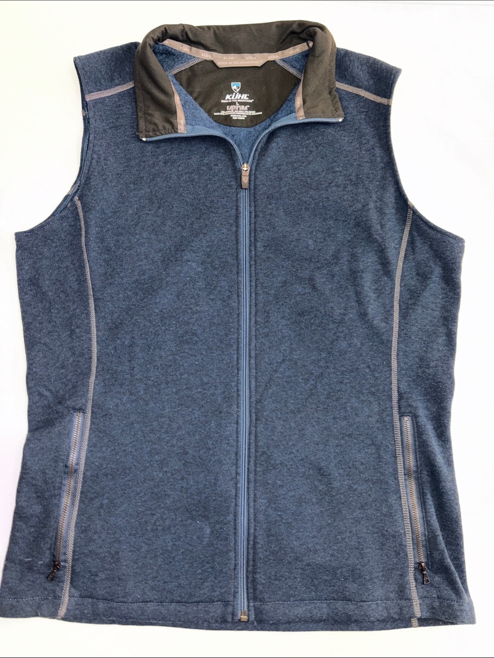 Kuhl Men Vest L Blue/Navy Full-Zip Fleece Outdoor Hiking Camping Kashmira